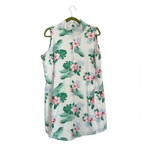 TOMMY BAHAMA Women’s White Hibiscus IslandZone Sleeveless Aubrey Dress Size L